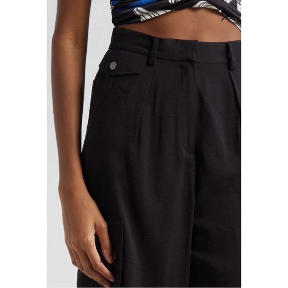 RAMY BROOK Emil Black High Waist Wide-Leg Cargo Pants - Picture 4 of 9